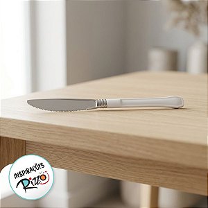 Faca Descartável de Luxo Prata - 8 Unidades - Cromus - Rizzo Embalagens