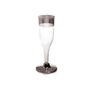 Taça Champagne Descartável de Luxo Prata 120mL - 6 Unidades - Cromus - Rizzo Embalagens