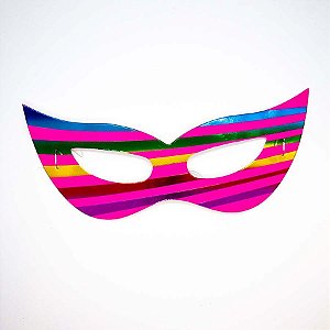 Máscara de Carnaval em Papel - Rosa - Estampa Listras - Mod 461 - 12 unidades - Rizzo