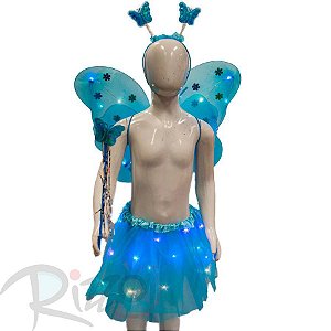 Kit Fantasia Carnaval - Borboleta - Tiara Led - Azul - Mod:638 - 01 unidade - Rizzo