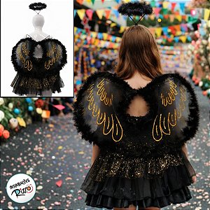 Kit Fantasia Carnaval - Anjo - Preto - Mod:607 - 01 unidade - Rizzo