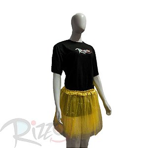 Saia Tule com Glitter - 40cm - Amarelo - Mod:186 - 01 unidade - Rizzo Embalagens