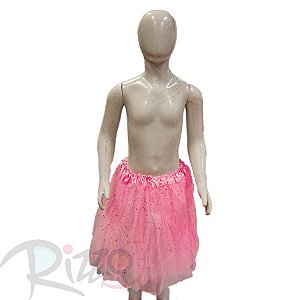 Saia Tule com Glitter - 40cm - Rosa Bebê - Mod:186 - 01 unidade - Rizzo Embalagens