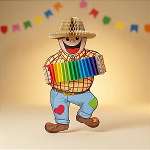 Enfeite Decorativo de Papel Seda - Caipira Sanfoneiro São João - 1 Unidade - Girotoy - Rizzo