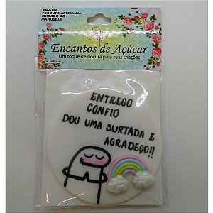 Confeito de Açúcar Flork p/ Acabamento Bentô Cake "Entrego Confio" - 2 unidades - Rizzo