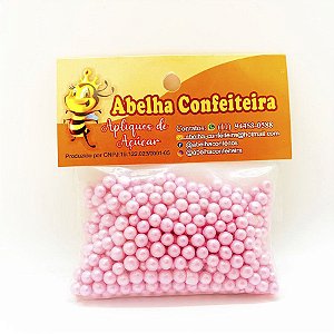 Confeito Pérolas Rosa P  - 60g - Abelha Confeiteira - Rizzo Embalagens