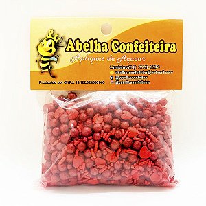 Mini Confeito - Sprinkles Vermelho - 50 gramas - Abelha Confeiteira - Rizzo