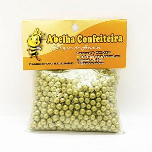 Mini Confeito - Pérola Dourada M - 60 gramas - Abelha Confeiteira - Rizzo