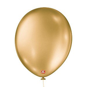 Balão de Festa 16" Metallic  - Dourado - 10 Unidades - São Roque - Rizzo Embalagens