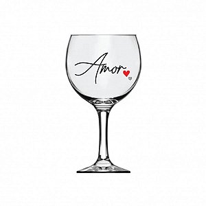 Taça de Vinho / Gin Grande Decorada - "Amor" - 615 mL - 1 unidade - AllMix - Rizzo