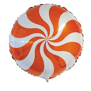 Balão Microfoil Pirulito Laranja - 1 unidade - 45cm (18'') - Balões São Roque - Rizzo Embalagens