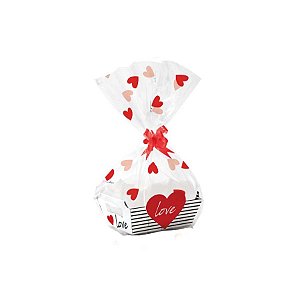 Kit Cesta De Papel Cartão Love - 01 unidade - Cromus - Rizzo Embalagens