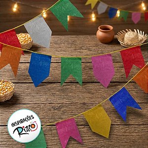 Bandeirinha de Festa Junina de Plástico 10 Metros - Multicolorido Ref. 0024 - Real Seda - Rizzo