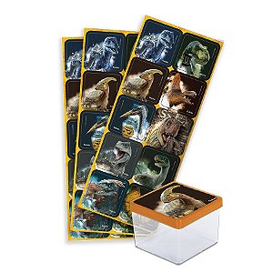 Adesivo Quadrado - Festa Jurassic World 3  - 30 unidades - Festcolor - Rizzo Embalagens