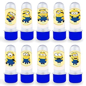 Mini Tubete Lembrancinha Festa Minions 2 - 8cm - 20 unidades - Azul - Rizzo Embalagens