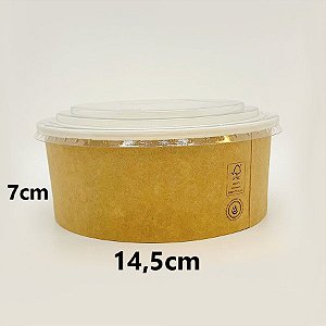 Pote de Papel Kraft 1000ml - 5 Unidades - Ref KB04 - Kraft Bowls - Rizzo Embalagens