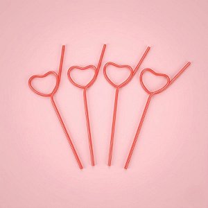 Canudo Divertido Coração Vermelho - HA337 - 4 unidades - Rizzo