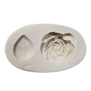 Molde De Silicone - 322 - Rosa E Folha - 1 unidade - Mazulli - Rizzo Embalagens