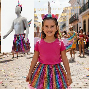 Kit Fantasia Carnaval - Unicórnio - Arco-Íris Texturizado - Mod:623 - 01 unidade - Rizzo Embalagens