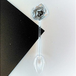 Colher Decorativa - Rosa Prata - 10 unidades - Nelyzoca - Rizzo Embalagens