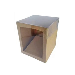 Caixa Mini Panetone Tampa e Visor Transparente - Cód.2141 - Kraft - 01 unidade - Ideia Embalagens - Rizzo Embalagens
