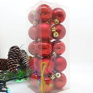 Bolas de Natal Sortidas Fosca/Metálica Vermelha - ø 4 cm - 20 unidades - Cromus - Rizzo