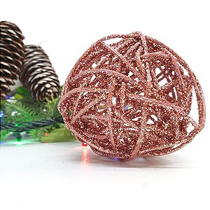 Bola de Natal Ratan Rose Gold - ø 7,5 cm - 1 unidade - Cromus - Rizzo