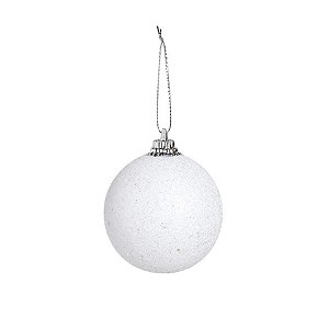 Bola de Natal Brilhante em Glitter - Branca - ø 5 cm - 6 unidades - Cromus - Rizzo