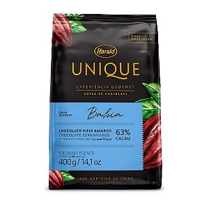 Chocolate em Gotas 63% Cacau Amargo Bahia - Unique - 400g - 01 Unidade - Harald - Rizzo