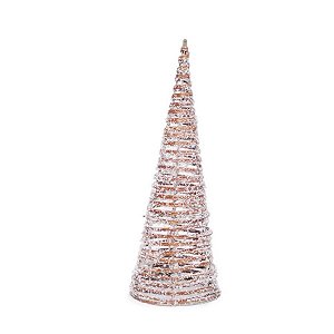 Cone de Natal - "Cone Nevado com LED Branco Quente " - 1 Unidade - Cromus - Rizzo Embalagens