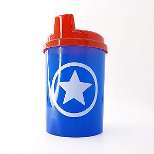 Copo Infantil Anti-Vazamento 240 mL - Escudo Estrela - Azul e Vermelho - 1 unidade - Rizzo