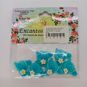Confeitos De Açúcar - Carruagem Princesa Azul - 2,5cm x 2cm - Cod. PRC004 - 6 unidades - Rizzo
