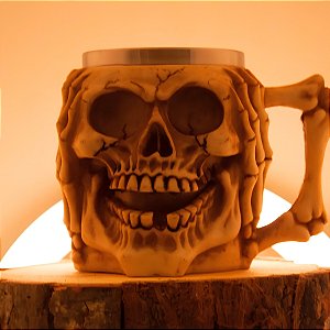 Caneca Caveira Ouvido - "Tampando o Ouvido" - 450mL - 01 Unidade - Rizzo Embalagens