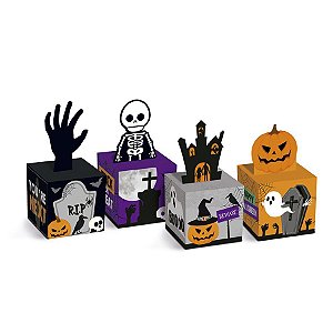 Caixa para Lembrancinha Quadrada do Halloween Sortidas - 10 unidades - Cromus - Rizzo