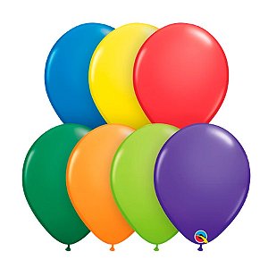Balão de Festa Látex Liso Sortido - Carnival Ast (Sortido Carnaval) - 11" - 50 Unidades - Qualatex - Rizzo