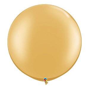 Balão Gigante de Festa em Látex 3ft (90 cm) - Gold (Ouro) - 2 Unidades - Qualatex - Rizzo