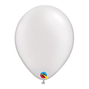 Balão de Festa Látex Liso Pearl (Perolado) - White (Branco) - Qualatex - Rizzo