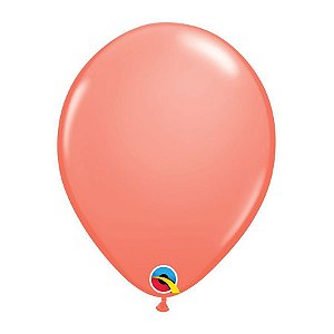Balão de Festa Látex Liso Sólido - Coral (Coral) - Qualatex - Rizzo