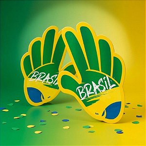 Enfeite Decorativo - Mão de Torcida do Brasil Copa do Mundo - 6 unidades - Festcolor
