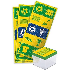 Adesivo Decorativo Quadrado Brasil Copa 2022 - 30 unidades - Festcolor - Rizzo Embalagens