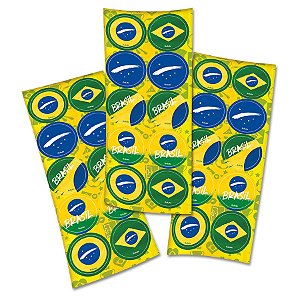 Adesivo Decorativo Brasil Copa 2022 - 30 unidades - Festcolor - Rizzo Embalagens