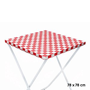 Toalha Plástica Cobre Manchas Perolizada - 78 x 78 cm - Xadrez Vermelho - 10 unidades - CampFestas - Rizzo