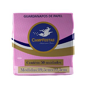 Guardanapo Crepado - 20 x 23 cm - Rosa Claro - 50 unidades - CampFestas - Rizzo Embalagens
