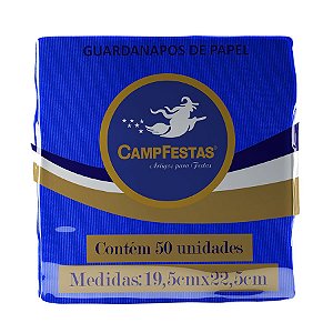 Guardanapo Crepado - 19,5 x 22,5 cm - Azul Escuro - 50 unidades - CampFestas - Rizzo