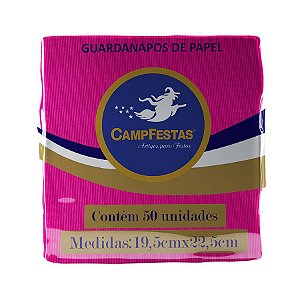 Guardanapo Crepado - 20 x 23 cm - Pink - 50 unidades - CampFestas - Rizzo Embalagens
