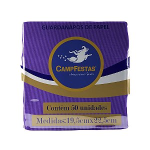 Guardanapo Crepado - 19,5x22,5cm - Roxo - 50 unidades - CampFestas - Rizzo