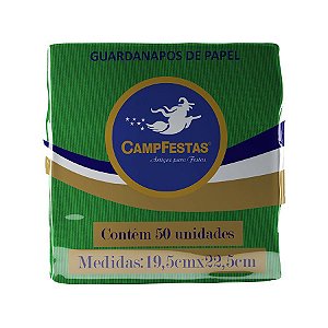 Guardanapo Crepado - 20 x 23 cm - Verde Bandeira - 50 unidades - CampFestas - Rizzo Embalagens