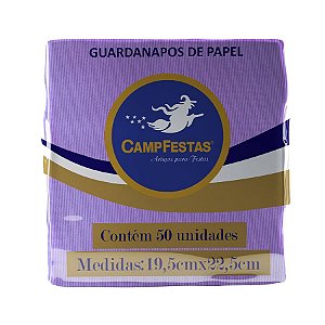 Guardanapo Crepado - 19,5 x 22,5 cm - Lilás - 50 unidades - CampFestas - Rizzo