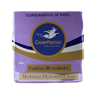 Guardanapo Crepado - 20 x 23 cm - Lilás - 50 unidades - CampFestas - Rizzo Embalagens