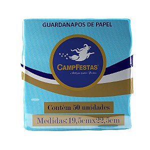 Guardanapo Crepado - 20 x 23 cm - Azul Claro - 50 unidades - CampFestas - Rizzo Embalagens